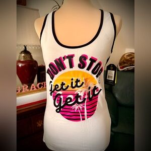 Zumba Fitness White and Pink Graphic Tank Top